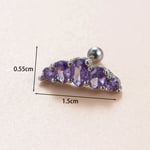 Purple / 1 Piece Simple Series Titanium Steel Silver Color Zircon Women's Stud Earrings Picture2